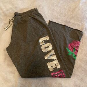 PINK Victoria's Secret Y2K Sweatpants, Strawberry Love Pink decals, size L